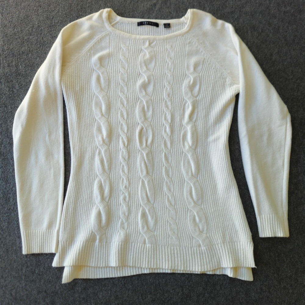 Cyrus Cable Knit Crewneck Sweater Medium Fisherman Yacht Club Preppy Capsule EUC